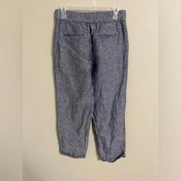 RACHEL ROY 100% Linen Cropped Pants Chambray Blue Breathable Casual Size Small - Picture 2 of 6